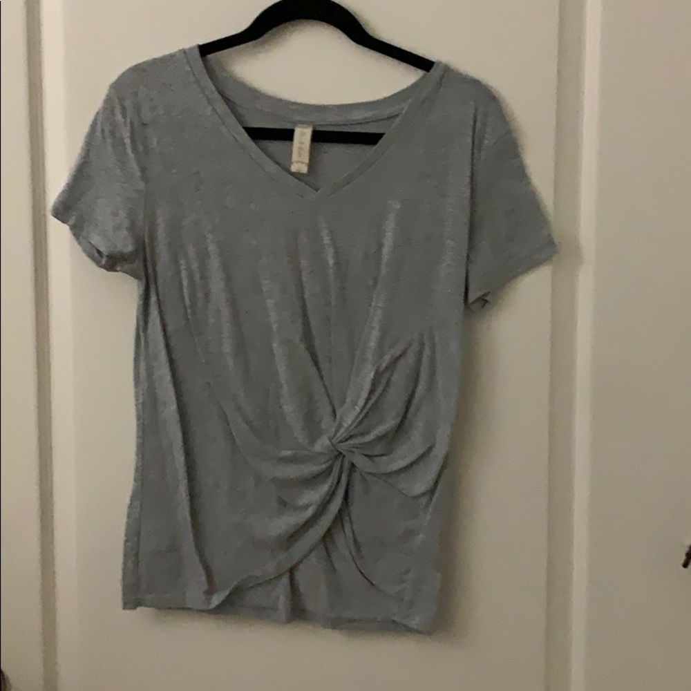Grey Tee with Twist in the Front